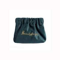 Custom logo satin lined cosmetic velvet makeup beauty pouch bag with spring