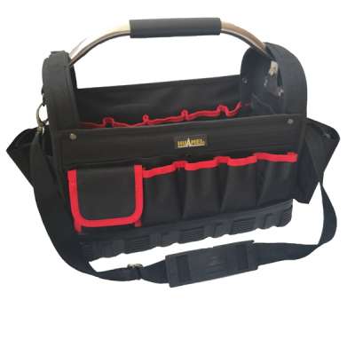 wholesale Heavy Duty Hard Base canvas large open rubber bottom tote tool bag for plumbers