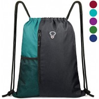 Large Size Gym Bag with Zipper and Water Bottle Mesh Pockets Drawstring Sports Backpack